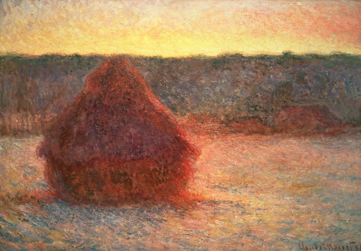 Heuhaufen bei Sonnenuntergang, Frostwetter, 1891 von Claude Monet