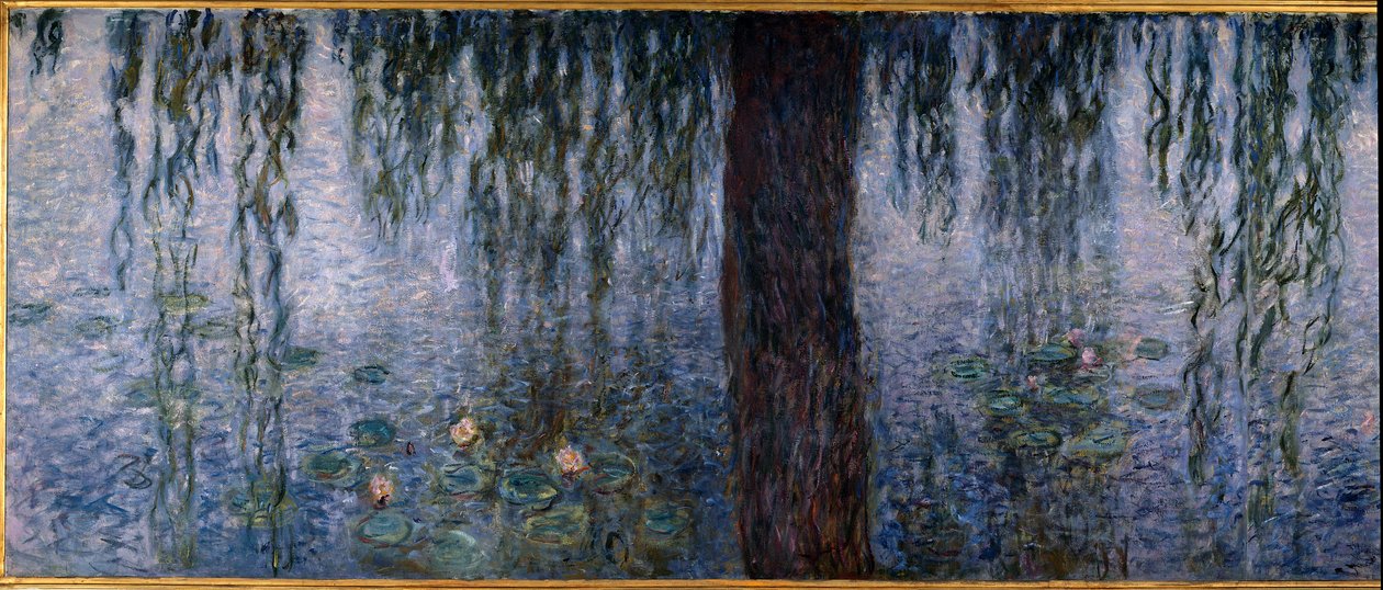 Die Seerosen, klarer Morgen mit Weiden (linker Teil des Triptychons). Gemälde von Claude Monet, 1914-1926 von Claude Monet
