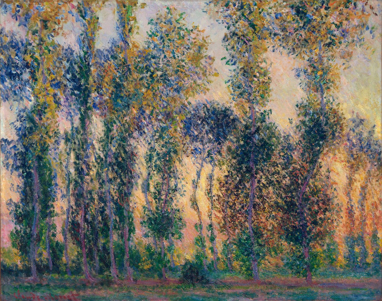Die Pappeln in Giverny (Frankreich), Sonnenaufgang von Claude Monet