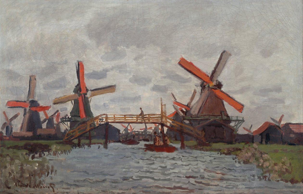 Mühlen am Westzijderveld bei Zaandam von Claude Monet