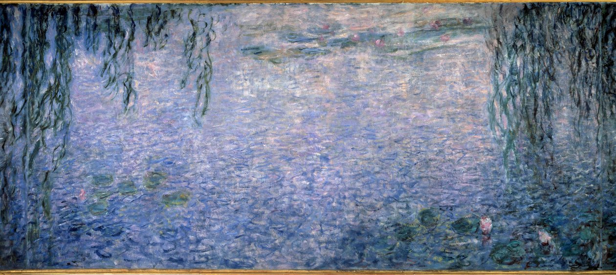 Seerosen, klarer Morgen mit Weiden (Triptychon, mittlerer Teil) von Claude Monet