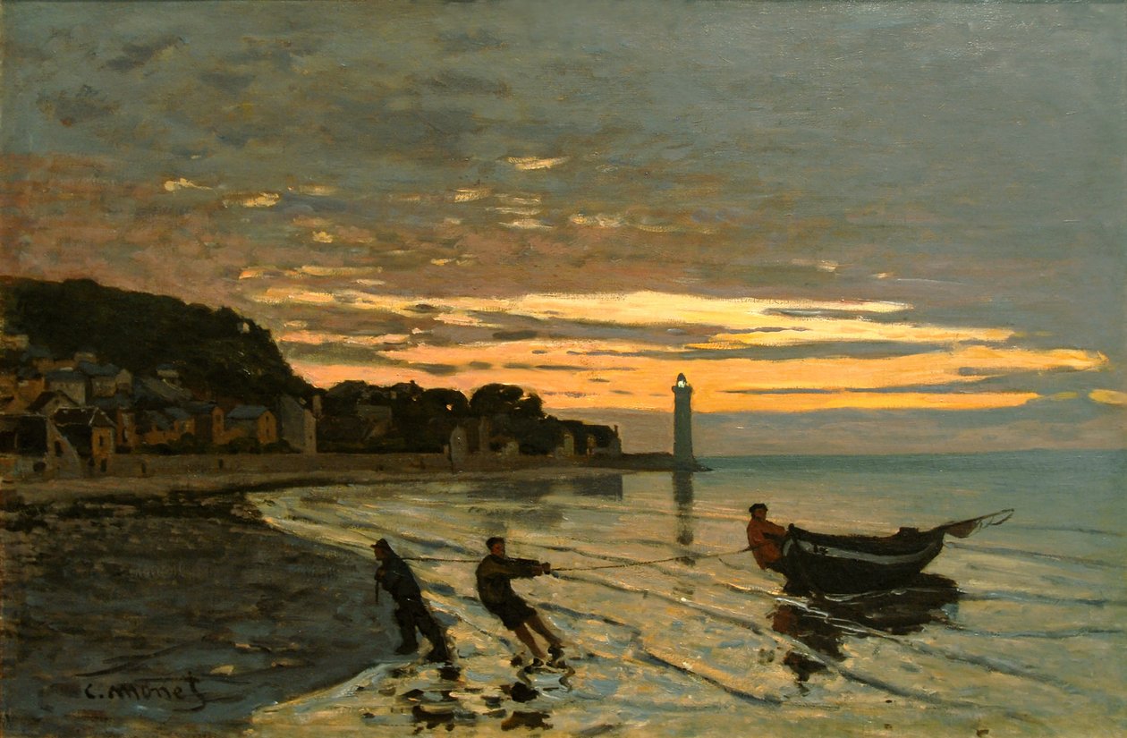Ein Boot schleppen, Honfleur von Claude Monet
