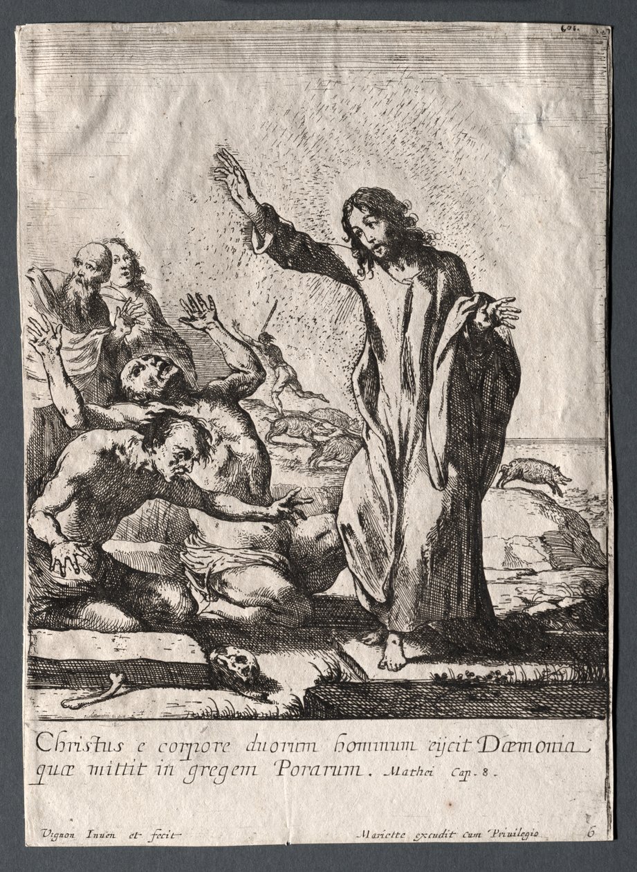 Die Wunder Jesu Christi: Christus befreit den Besessenen von Claude Vignon