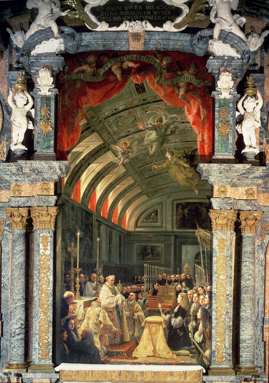 Heilige Kommunion von Karl II. (1661-1700) und seinem Hof, 1690 von Claudio Coello