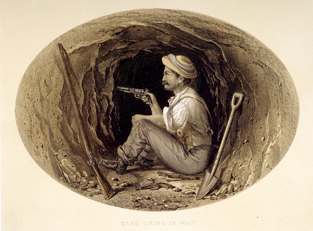 Auf der Lauer, aus 'Skizzen und Vorfälle der Belagerung von Lucknow ...