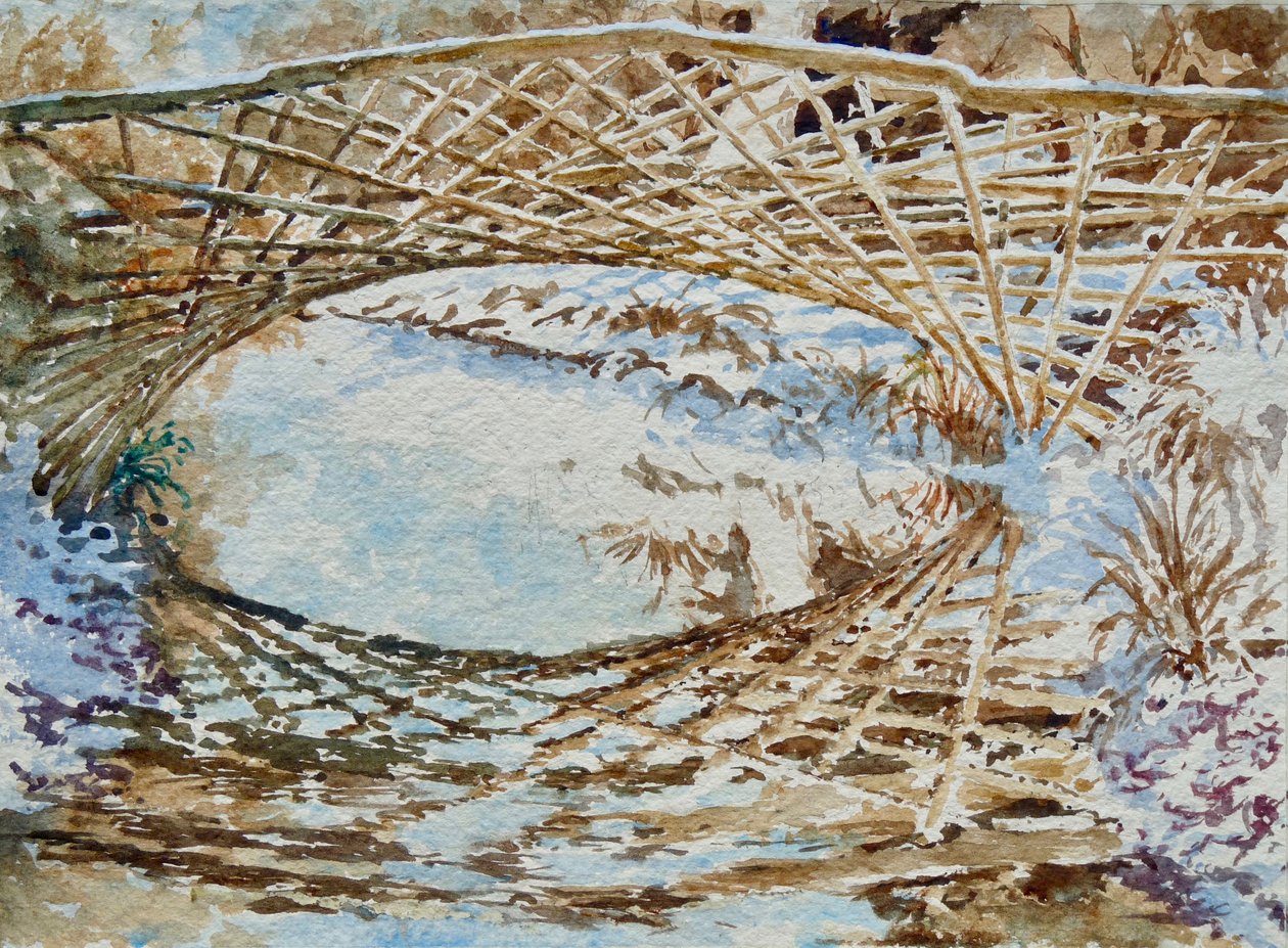 Schnee auf der Kingfisher-Brücke, 2011 von Clive Wilson