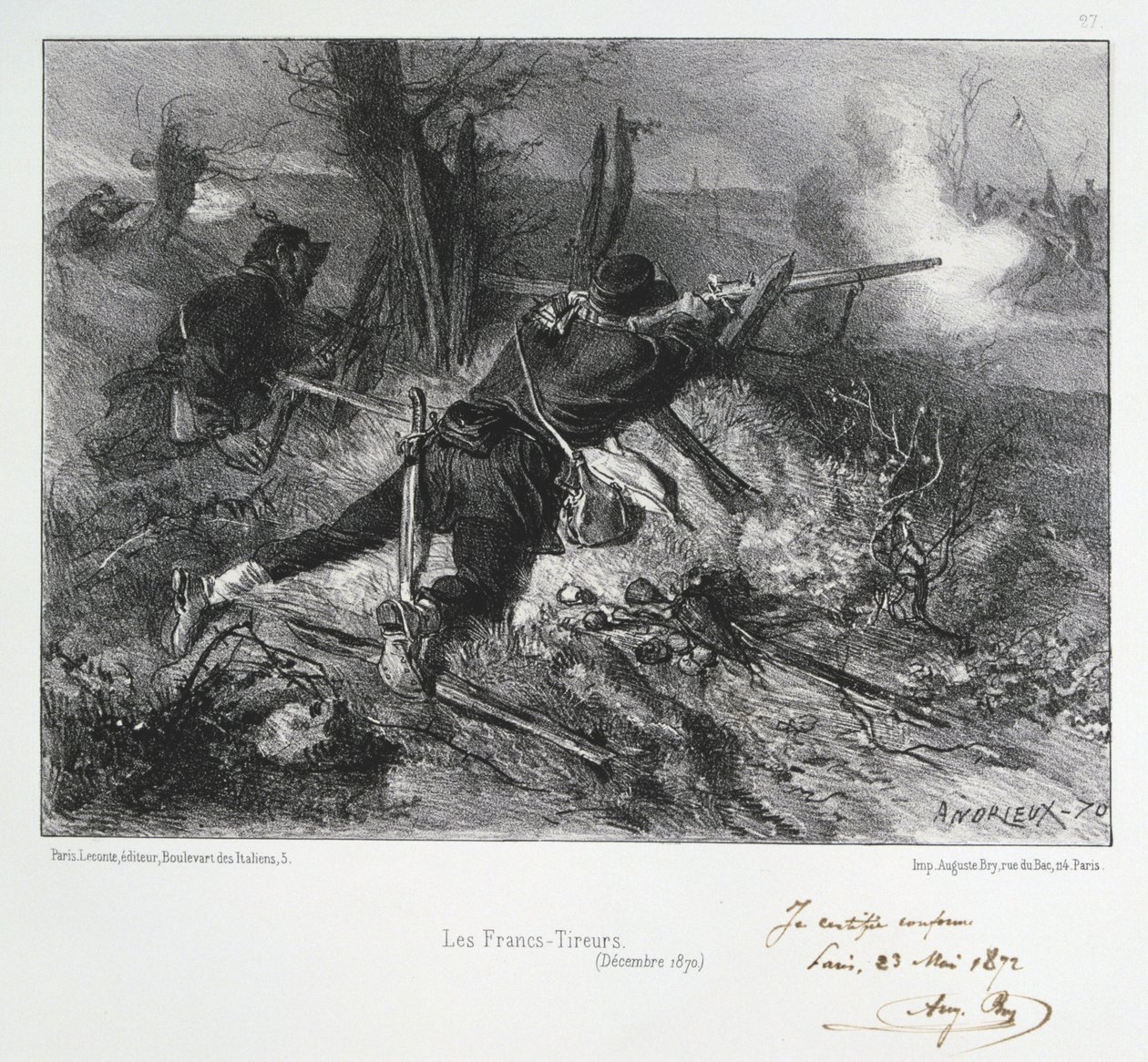 Deutsch-Französischer Krieg 1870-1871: Französische Schützen. Aus einer Serie von Lithografien von Clement August Andrieux über die Nationalgarden. von Clément Auguste Andrieux