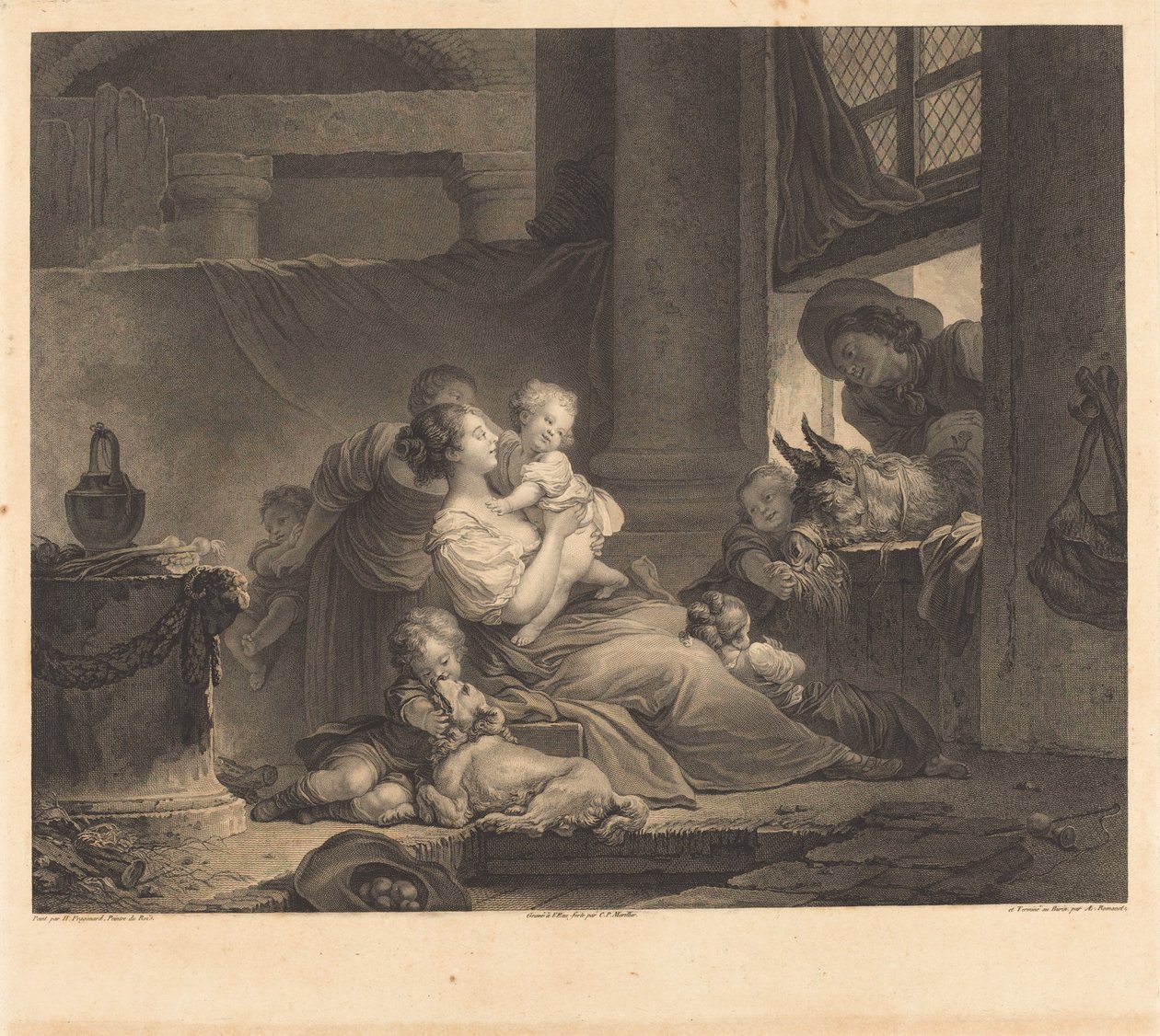 Die Familie des Bauern von Clément Pierre Marillier and Antoine Louis Romanet after Jean Honoré Fragonard