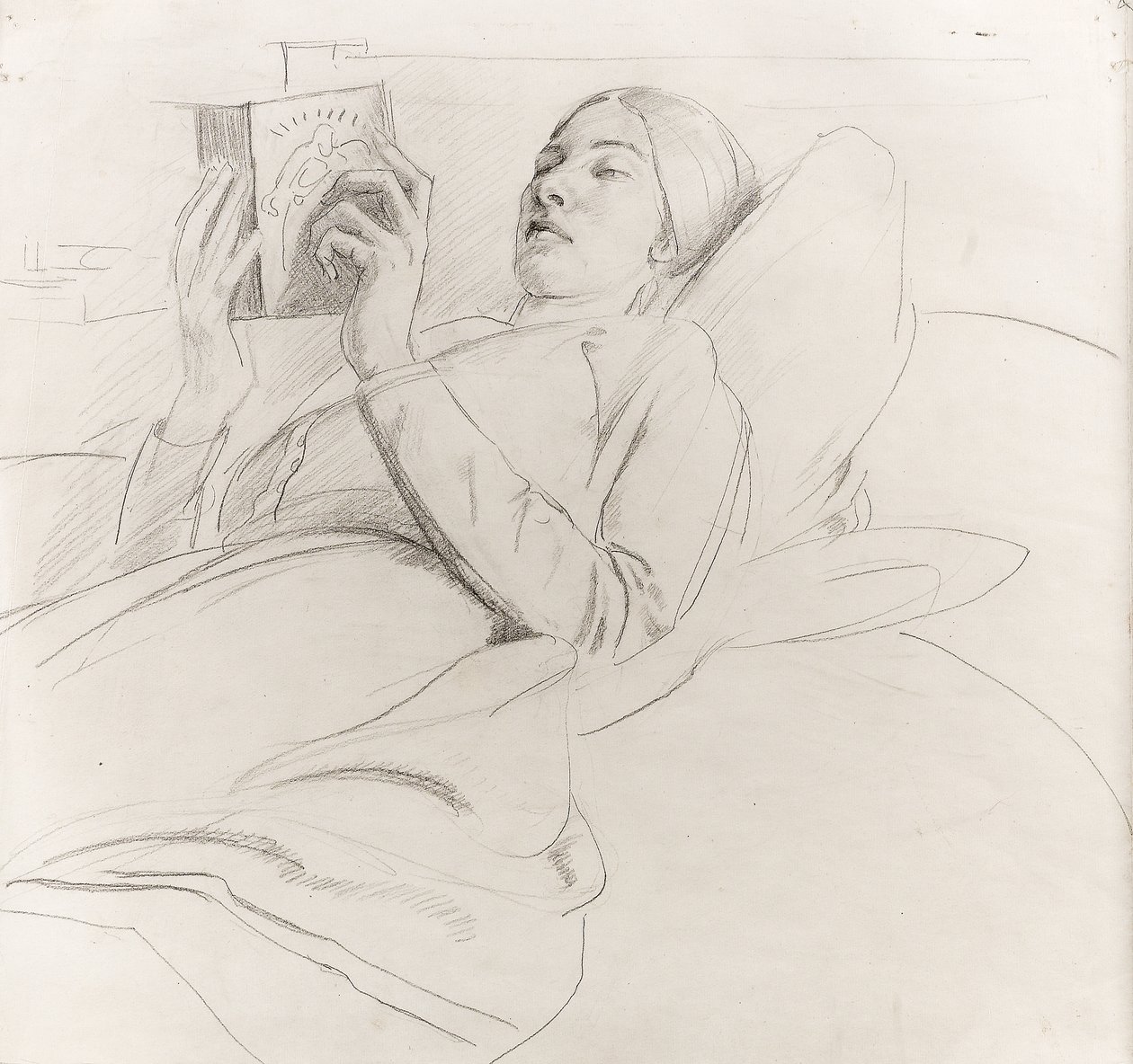 Porträt von Winifred Knights (1899-1947) beim Lesen, ca. 1921 von Colin Unwin Gill