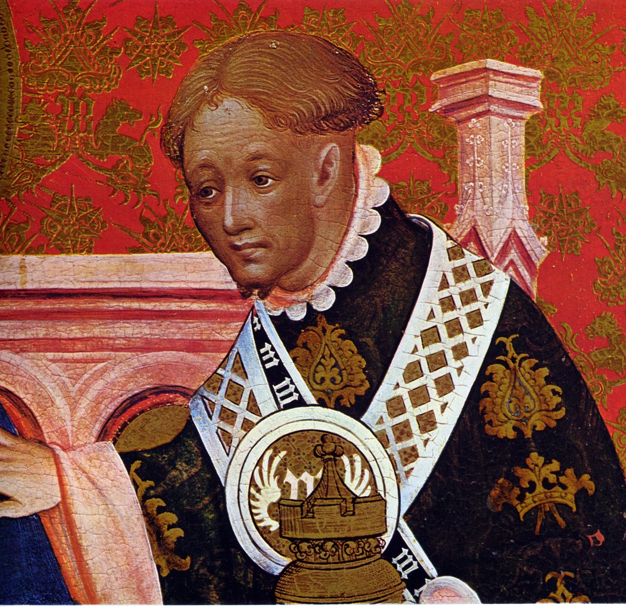 Marienkirche Dortmund, Marienaltar des Conrad von Soest, rechte Tafel, Ausschnitt aus der Anbetung der Könige von Conrad von Soest