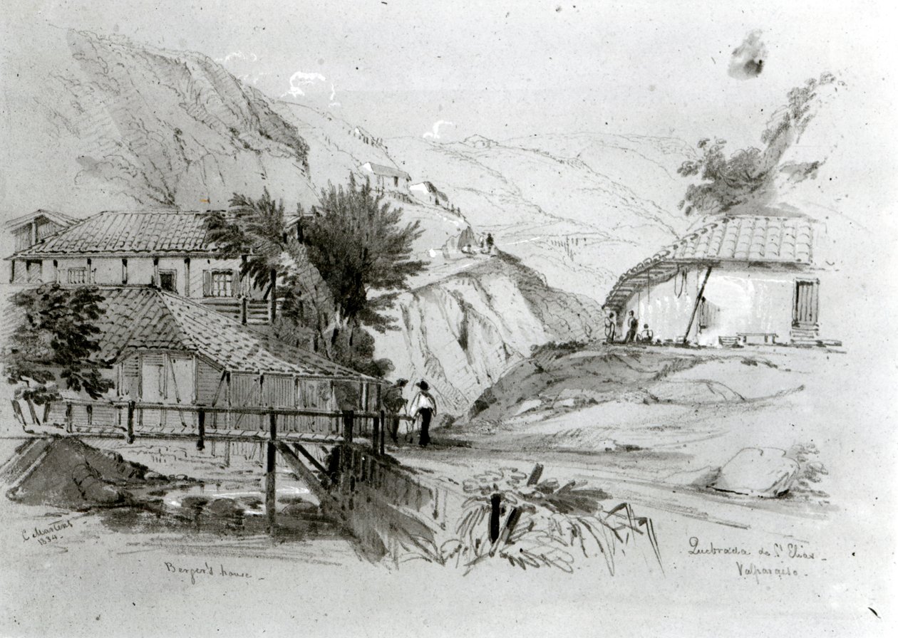 Bergers Haus, Valparaiso, 1834 von Conrad Martens