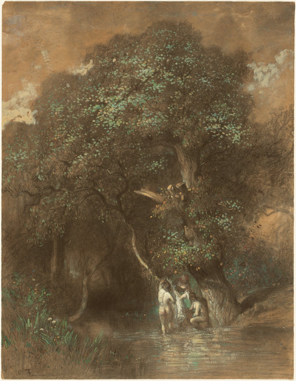Badende bei einer riesigen Eiche, um 1842-1844 von Constant-Emile Troyon