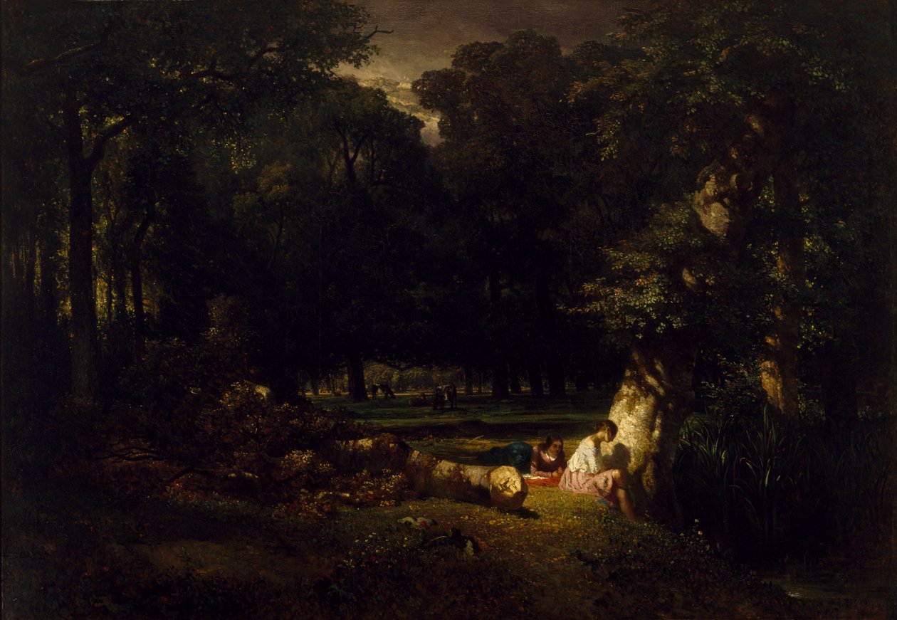 Die Badenden (Lichtung im Wald) von Constant Emile Troyon
