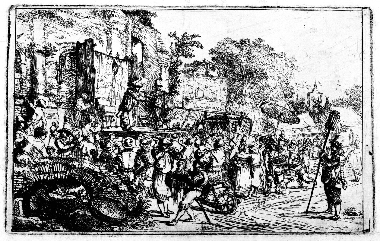 Jahrmarkt mit zwei Scharlatanen von Constantin Daniel van Renesse