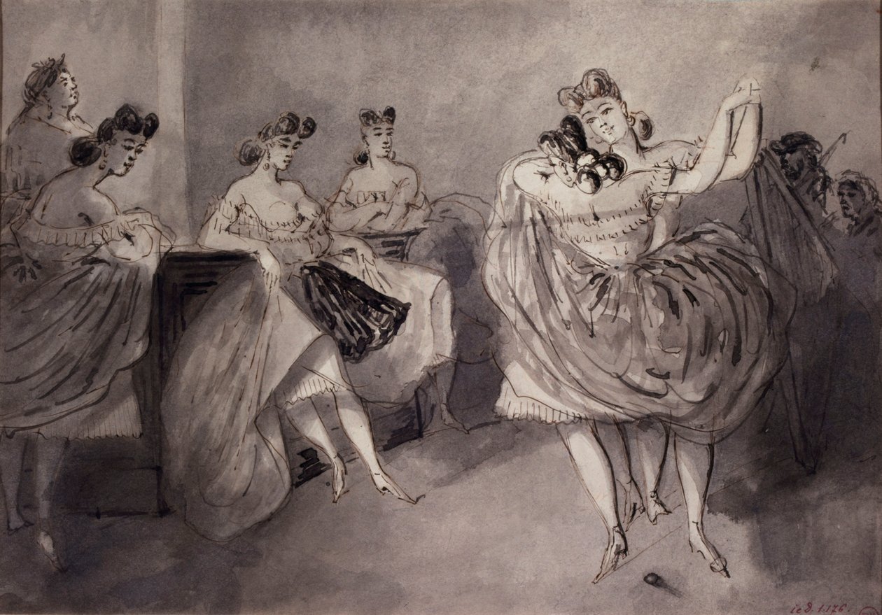 Tanzszene in einem öffentlichen Haus, um 1865 von Constantin Guys