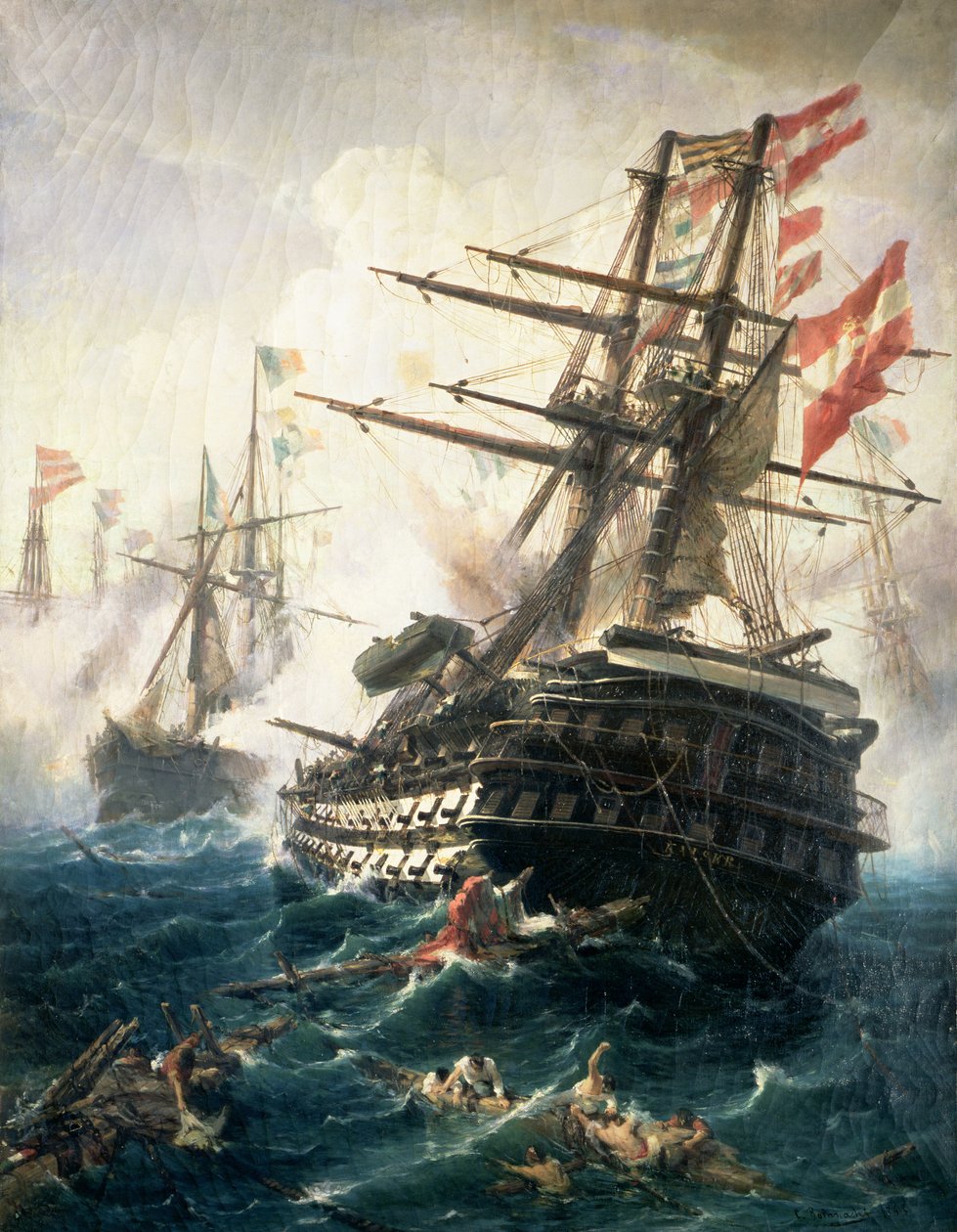 Die Schlacht von Lissa, gekämpft zwischen dem Österreichisch-Ungarischen Reich und Italien, 1866 von Constantin Volanakis