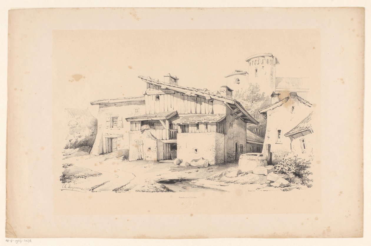 Häuser und Turm (Die Landschaft) von Constantinus Cornelis Huysmans