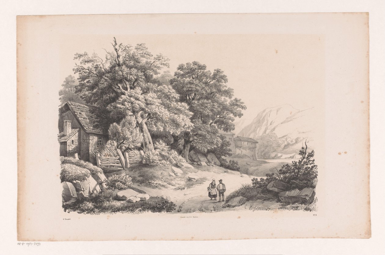 Landschaft mit zwei Figuren auf einem Landweg (Das Landschaft) von Constantinus Cornelis Huysmans