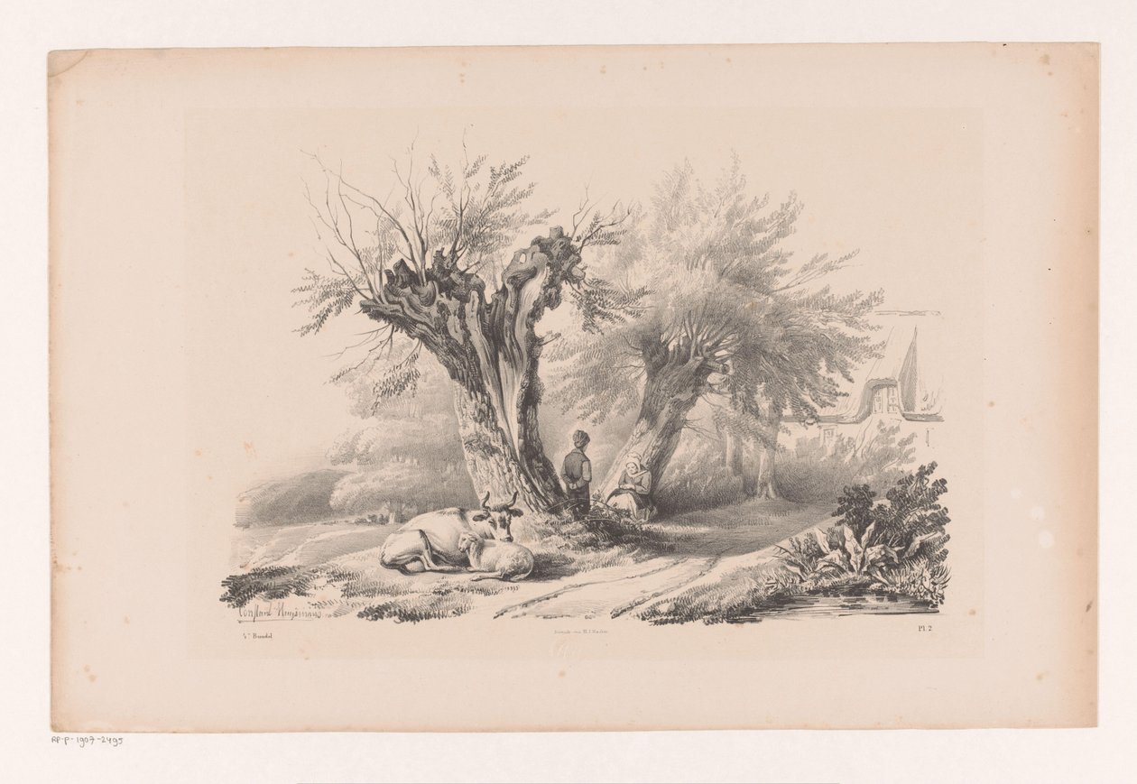 Landweg mit rastendem Mann und Frau von Constantinus Cornelis Huysmans