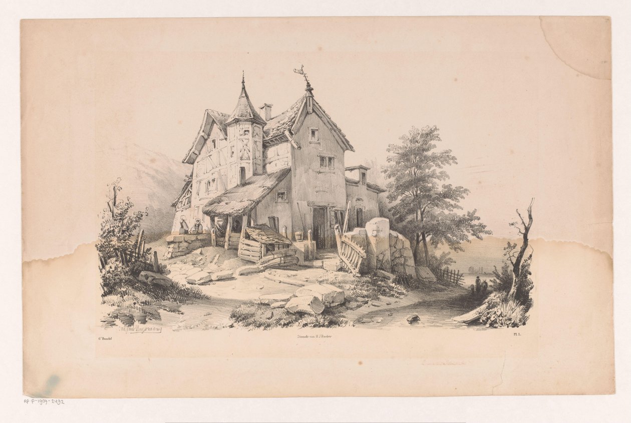 Altes Haus in Landschaft von Constantinus Cornelis Huysmans