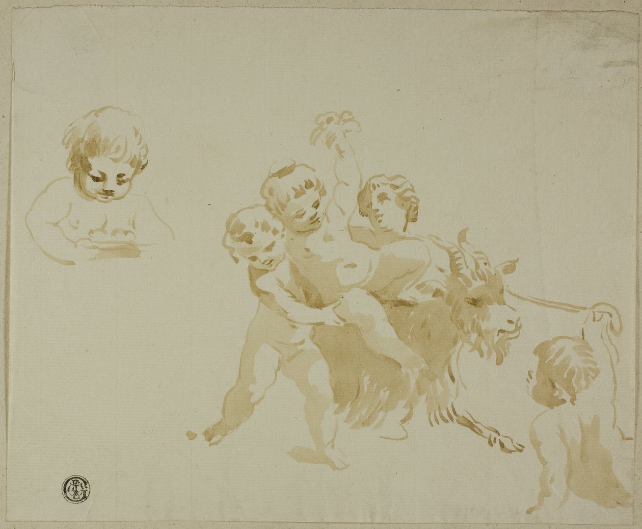 Putti spielen mit einer Ziege von Conte Antonio Maria Zanetti the Elder