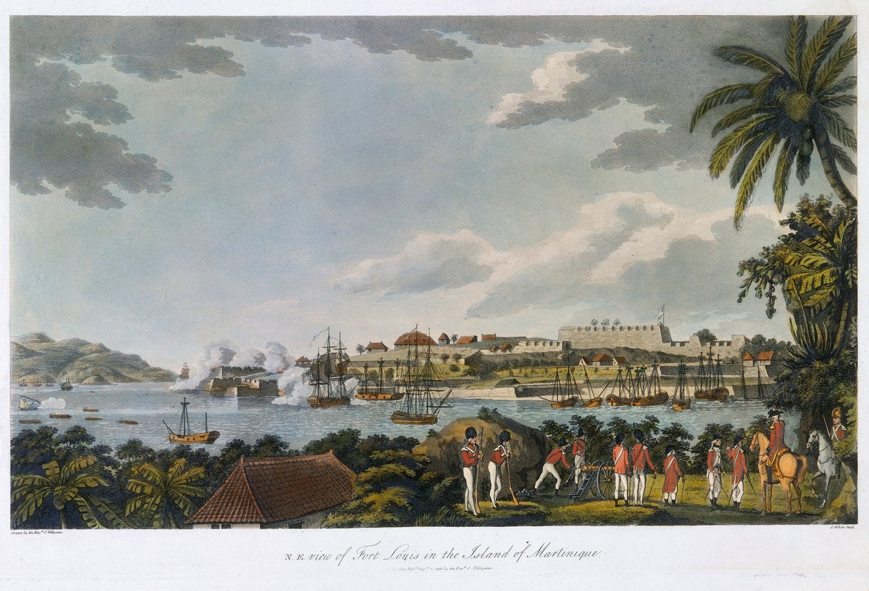 Nordostansicht von Fort Louis (Fort Saint Louis), Martinique, 5. Februar - 22. März von Cooper (after) Willyams