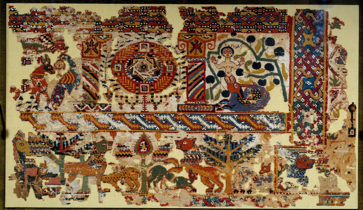 Koptische Kunst: Vorhänge der Triumph des Kreuzes. Maße: 1,20 x 2,10 m. Paris, Louvre von Coptic Coptic