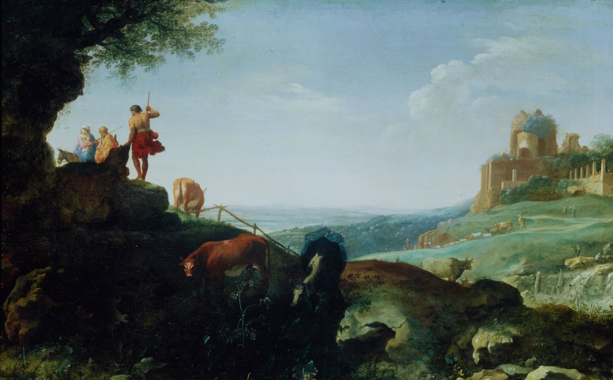 Landschaft mit der Flucht nach Ägypten von Cornelis van Poelenburch