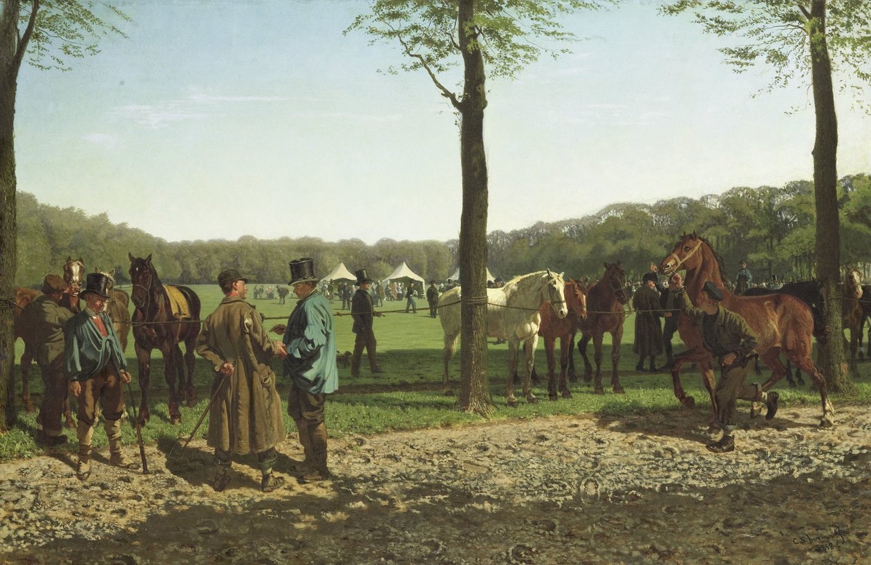 Pferdemarkt auf der Maliebaan in Den Haag von Cornelis Albertus Johannes Schermer