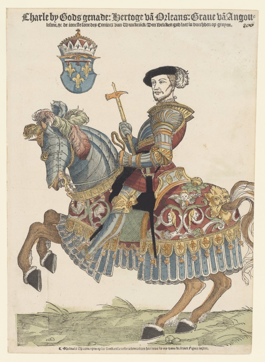 Porträt von Karl von Orléans zu Pferd von Cornelis Anthonisz. (manner of)