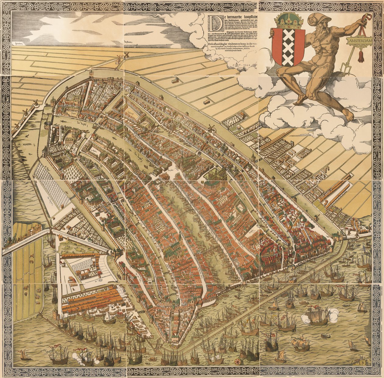 Die große Karte von Amsterdam im Jahr 1544 von Kornelis Antoniszoon... gehört zum fünften Teil der Geschichte von Amsterdam / von J. Ter Gouw, fotografiert nach dem Original... von Cornelis Anthonisz.