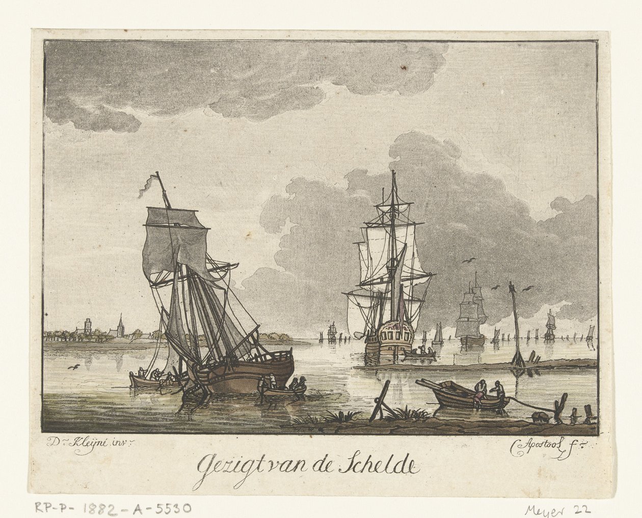 Ansicht der Schelde mit Segelschiffen von Cornelis Apostool