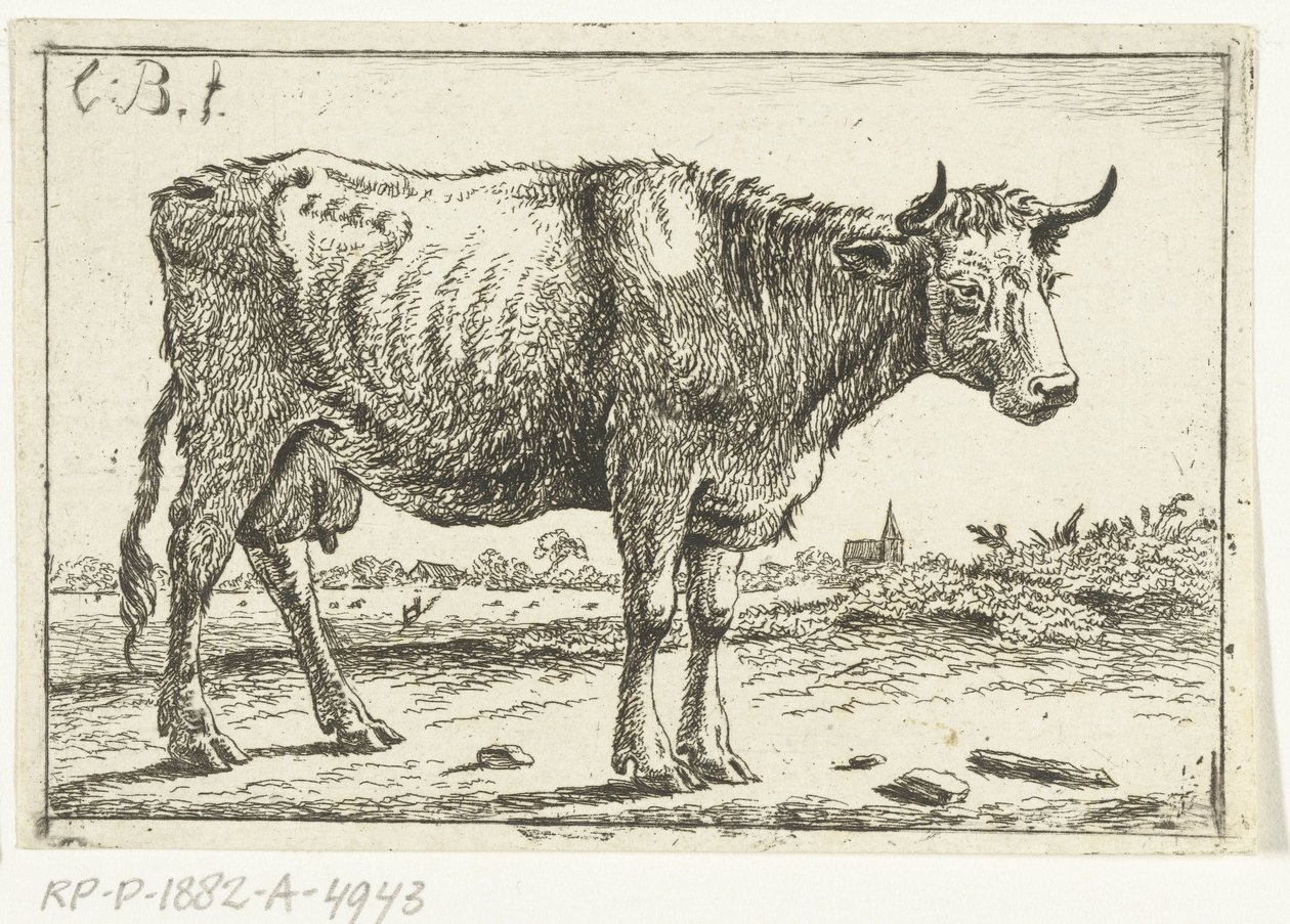 Landschaft mit Kuh von Cornelis  Bisschop