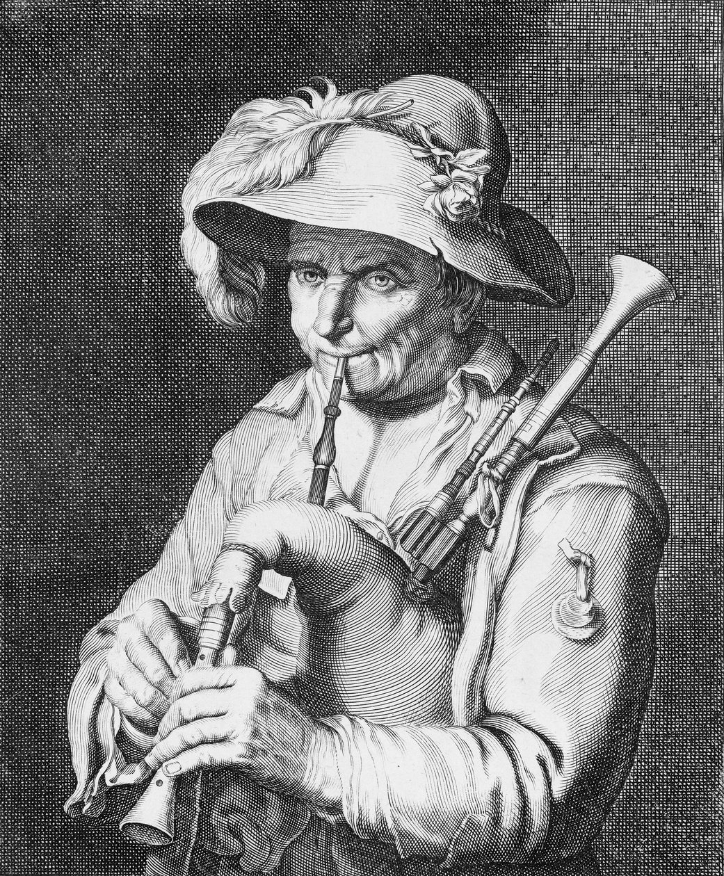 Mann spielt Dudelsack von Cornelis Bloemaert