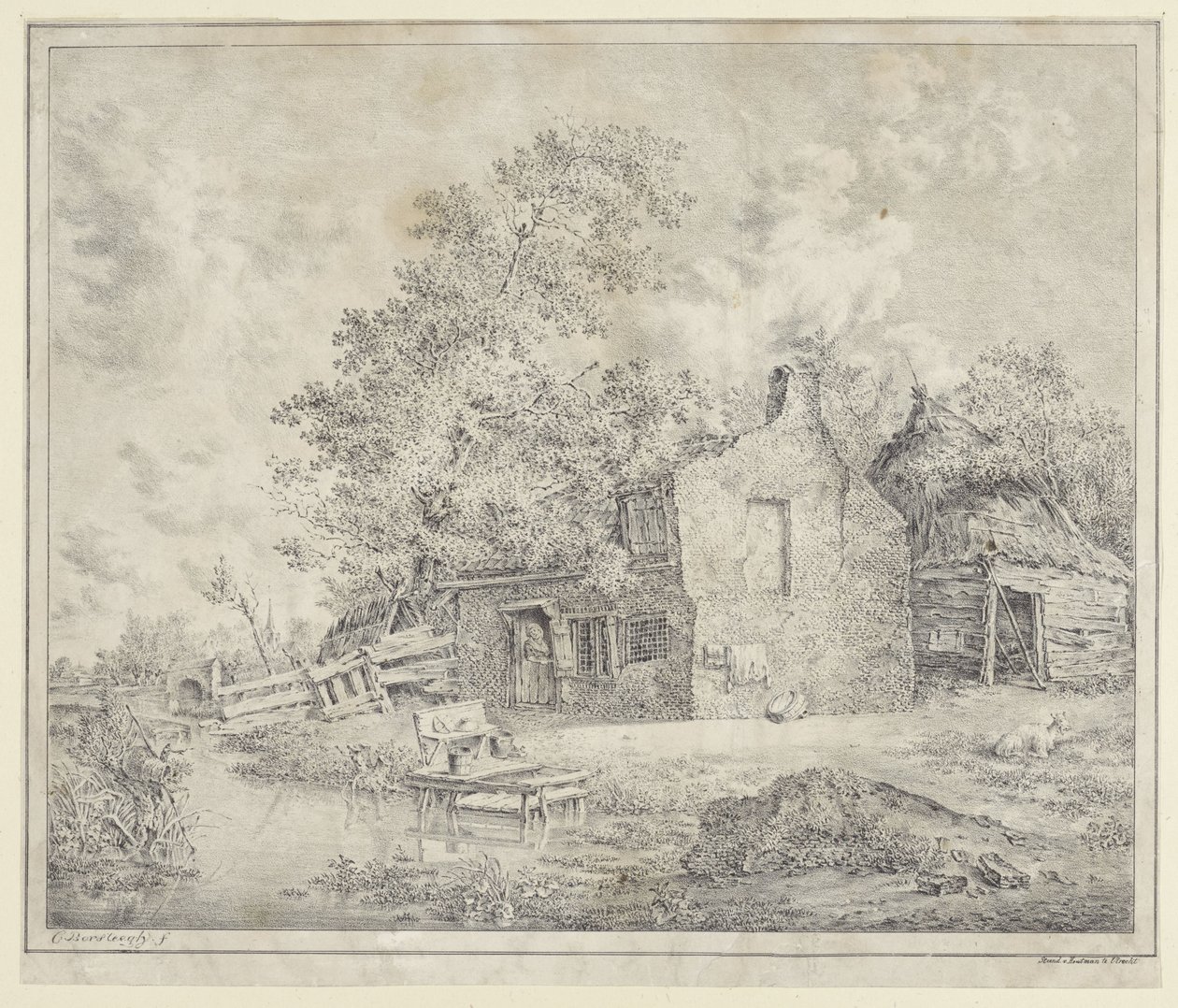 Bauernhof am Wasser von Cornelis Borsteegh