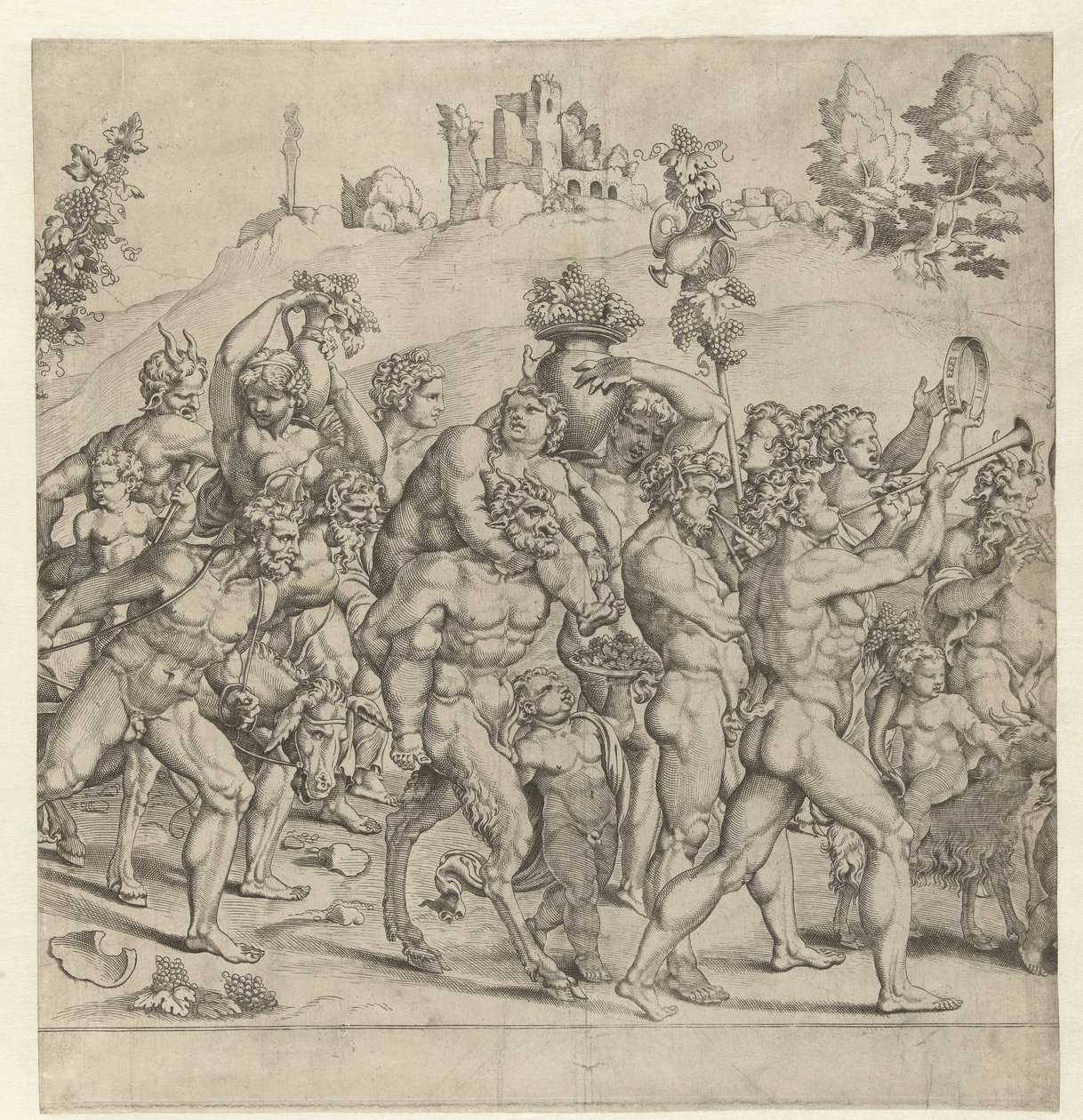Triumph des Bacchus, mittlere Platte von Cornelis Bos
