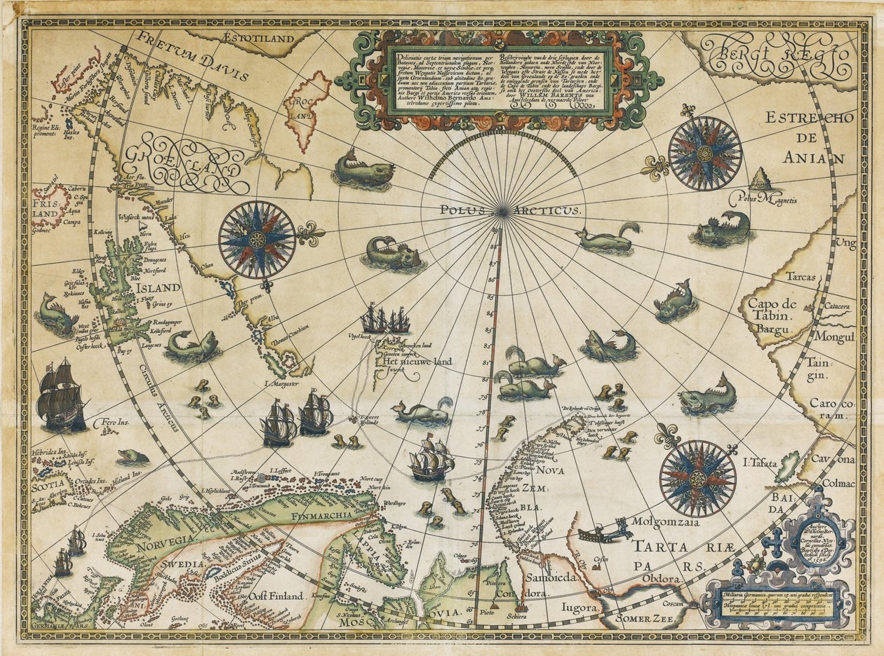 Karte von Willem Barentsz dritte Reise, 1598 von Cornelis Claesz
