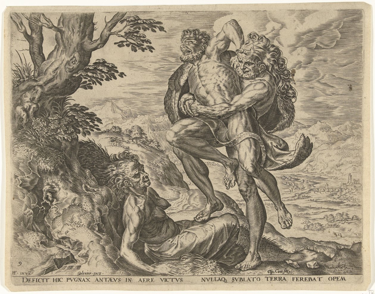 Herkules ringt mit Antäus von Cornelis Cort