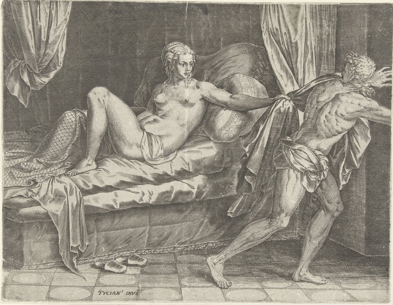 Josef und die Frau von Potifar von Cornelis Cort