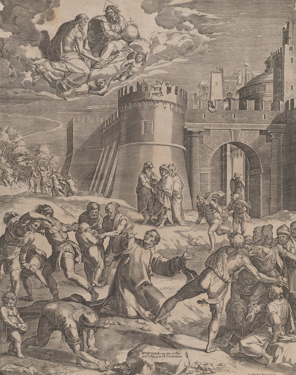 Das Martyrium des Heiligen Stephanus, 1576 von Cornelis Cort