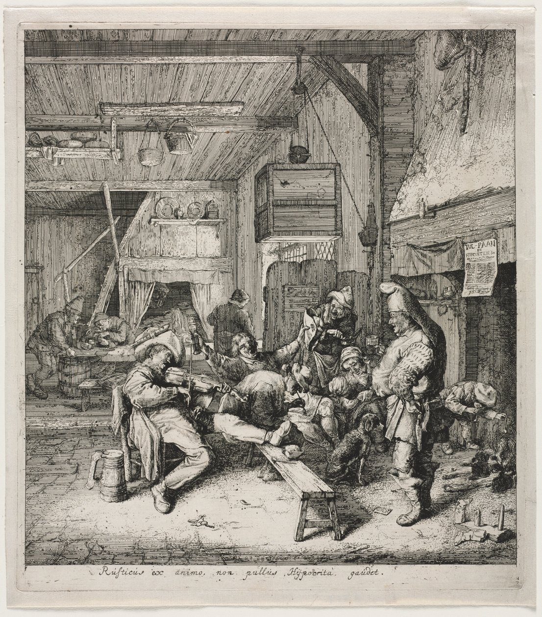 Geigenspieler, der im Gasthaus sitzt von Cornelis Dusart