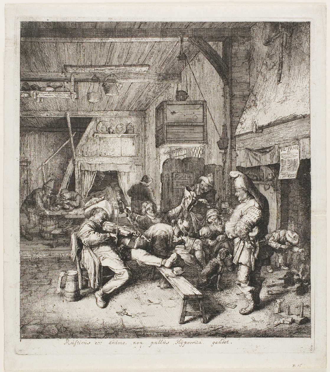 Geigenspieler im Gasthaus sitzend von Cornelis Dusart