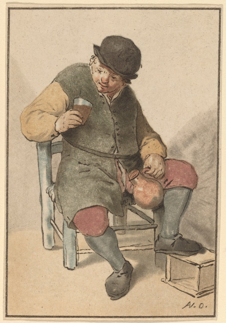 Sitzender Bauer mit Krug, um 1763 von Cornelis Ploos van Amstel