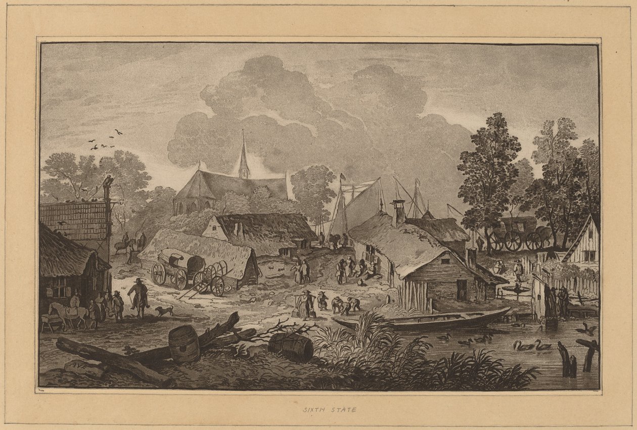 Dorf mit Teich von Cornelis Ploos van Amstel