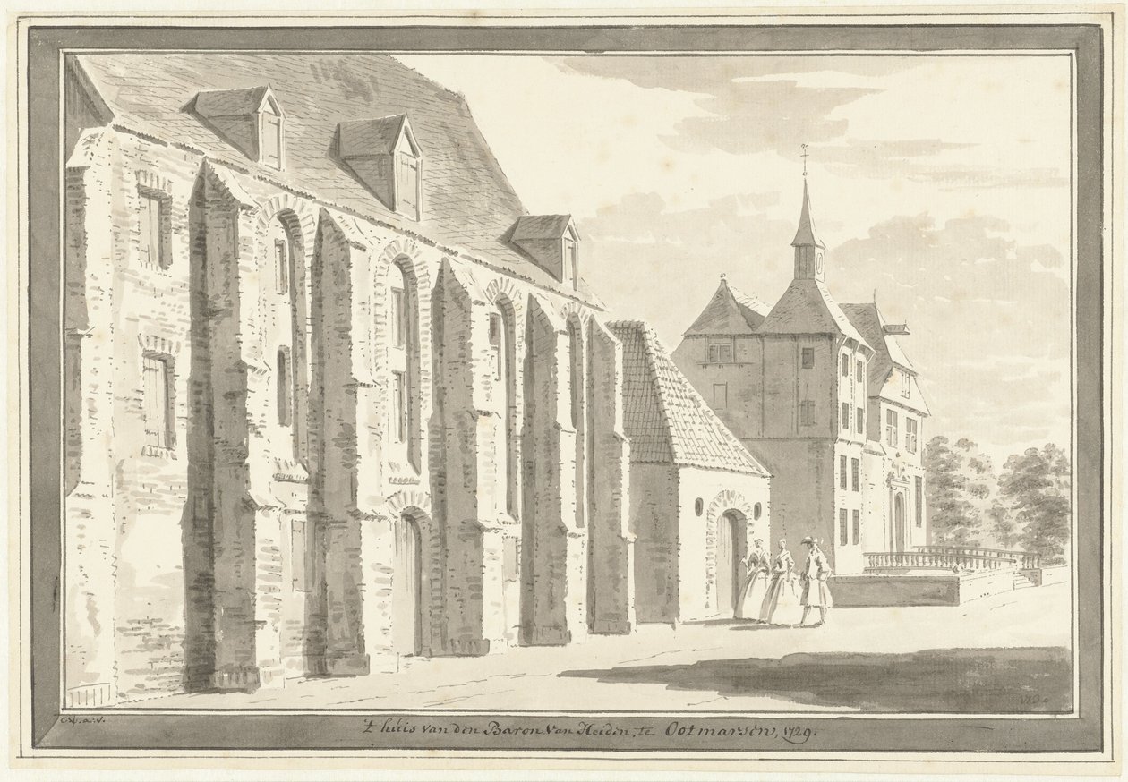 Ansicht der Kirche und des Hauses in Ootmarsum von Cornelis Pronk
