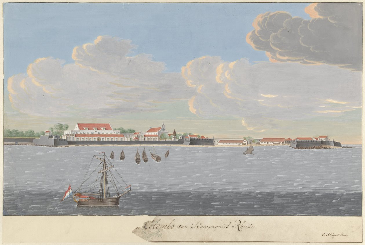 Ansicht von Colombo von der Reede aus von Cornelis Steiger