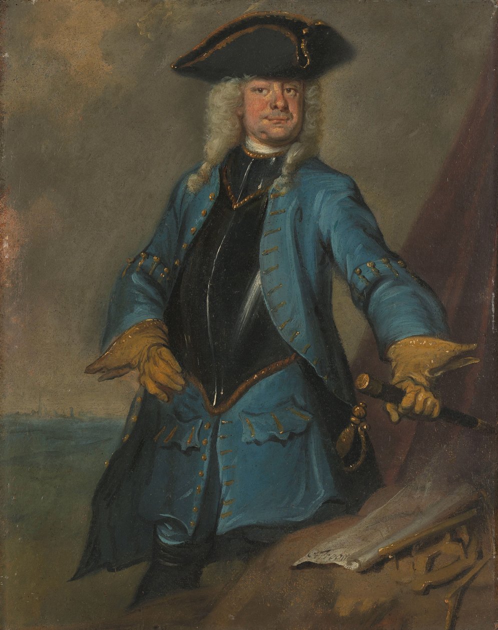 Gerrit Sichterman (1688-1730). Quartiermeister der Kavallerie, Oberst des Oranje-Groningen-Infanterieregiments, Kommandant von Grave von Cornelis Troost (signed by artist)
