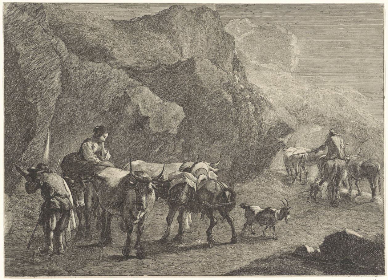 Felsenlandschaft mit Hirten von Cornelis Visscher (II)