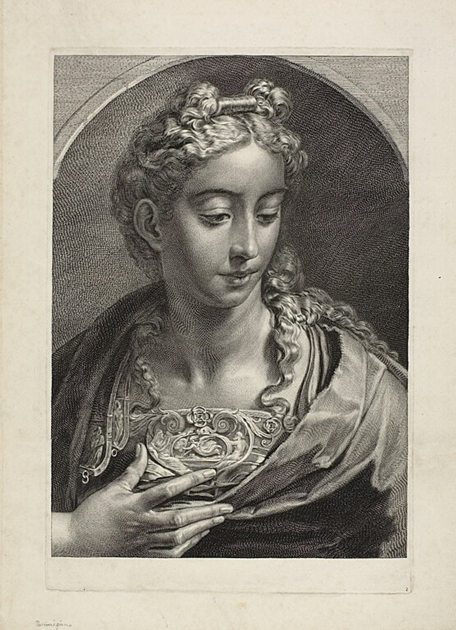 Athena, aus Cabinet Reynst; Variarum imaginum a celeberrimis artificibus pictarum Caelaturae von Cornelis Visscher