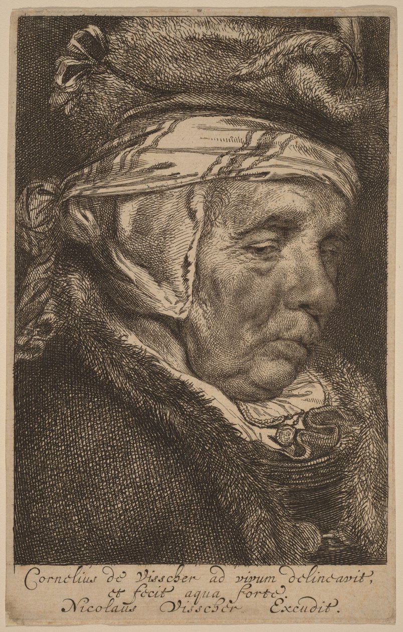 Kopf einer alten Frau (Visschers Mutter) von Cornelis Visscher